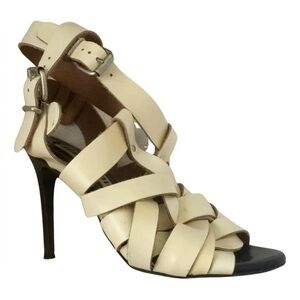 Acne Studios Leather Elegant Cream Strappy Heels